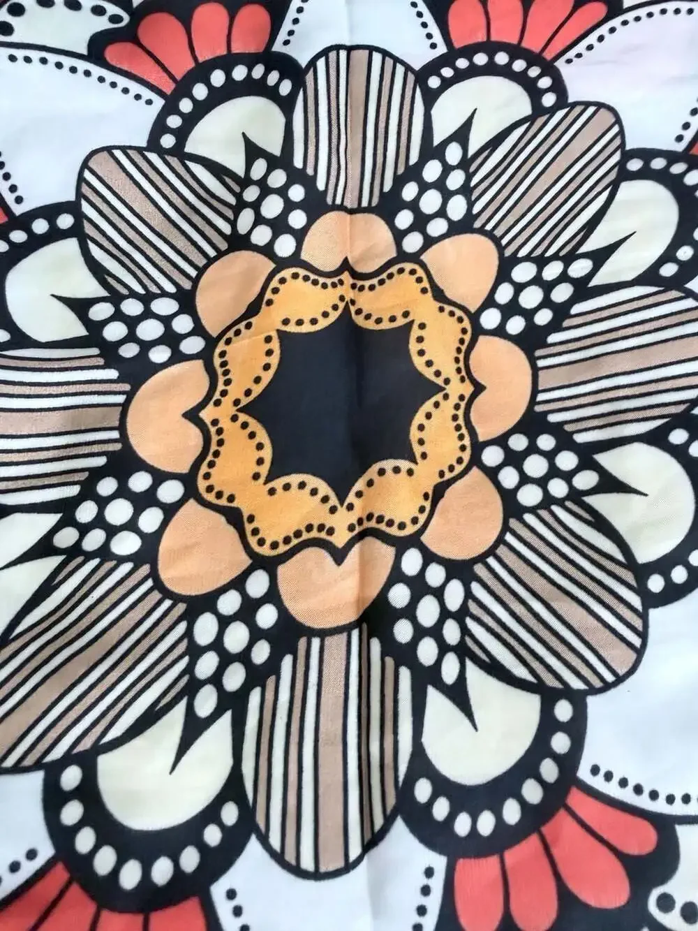 Abstract Geometric Floral Pattern Large Square 100% Silk Scarf